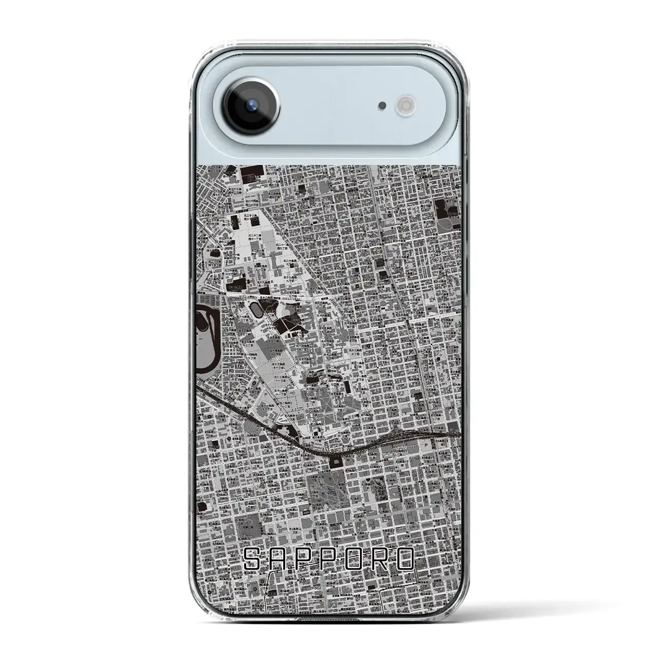【札幌4(北海道)】地図柄iPhoneケース(クリアタイプ)モノトーン・iPhone 17 Pro Max 用