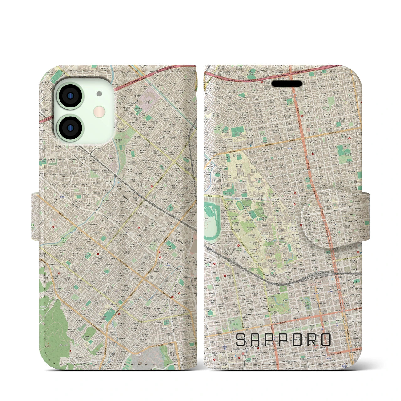 【札幌4(北海道)】地図柄iPhoneケース(手帳タイプ)