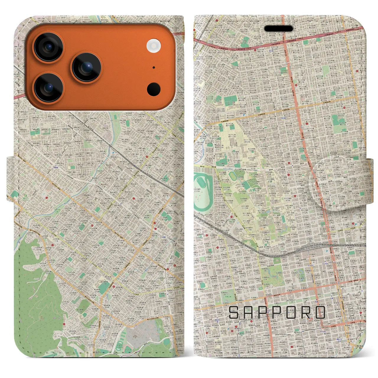 【札幌4(北海道)】地図柄iPhoneケース(手帳タイプ)