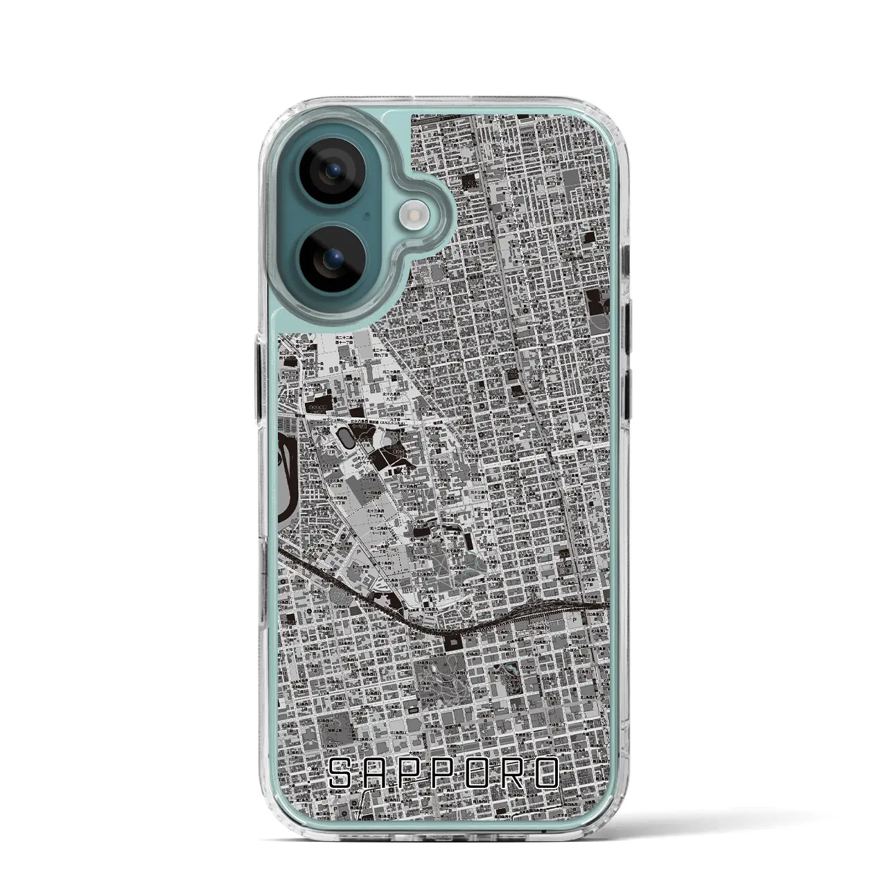 【札幌4(北海道)】地図柄iPhoneケース(MagSafeタイプ)モノトーン・iPhone 16 Pro 用