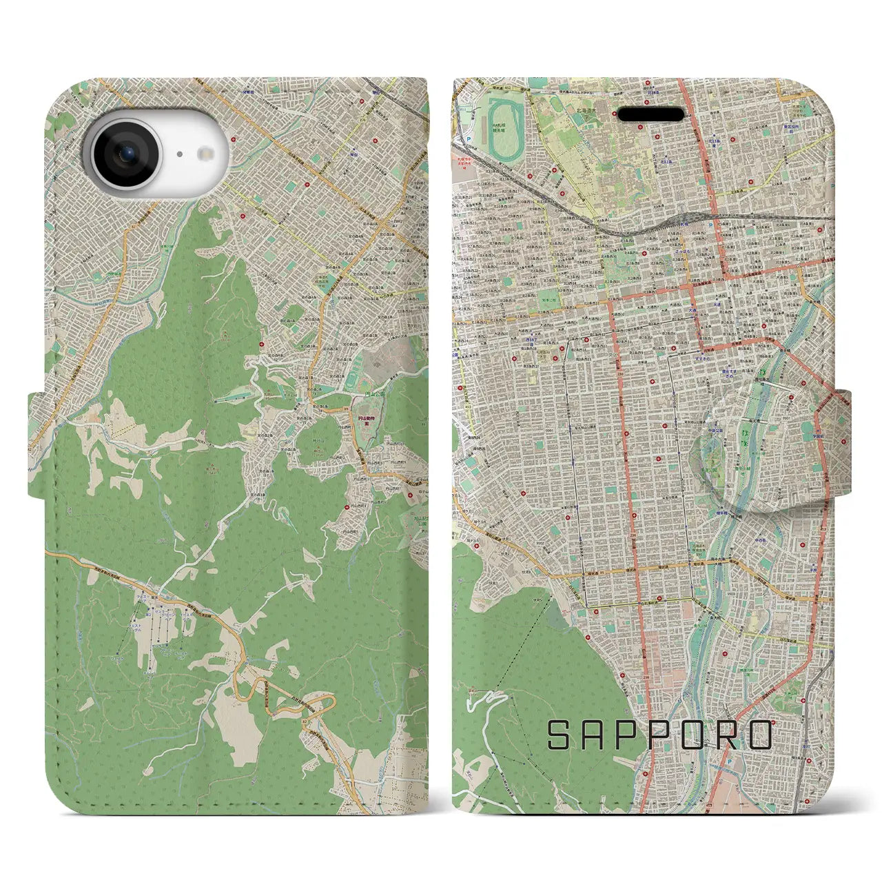 【札幌(北海道)】地図柄iPhoneケース(手帳タイプ)
