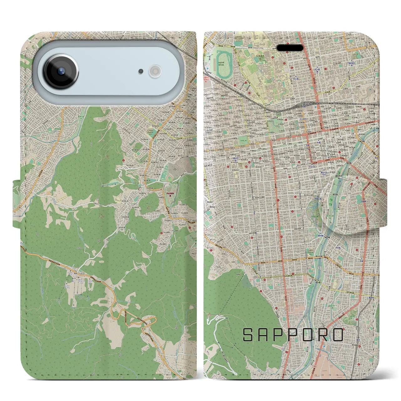 【札幌(北海道)】地図柄iPhoneケース(手帳タイプ)モノトーン・iPhone 17 Pro Max 用