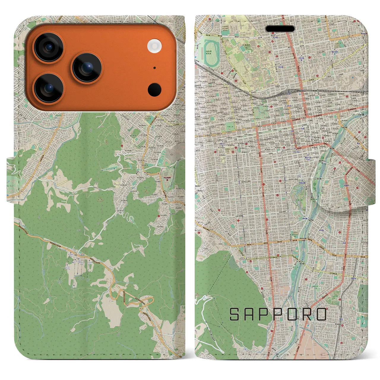 【札幌(北海道)】地図柄iPhoneケース(手帳タイプ)