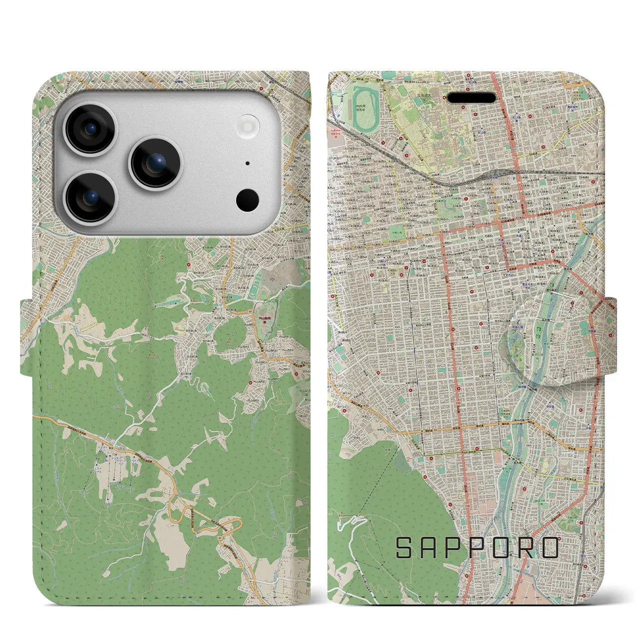 【札幌(北海道)】地図柄iPhoneケース(手帳タイプ)
