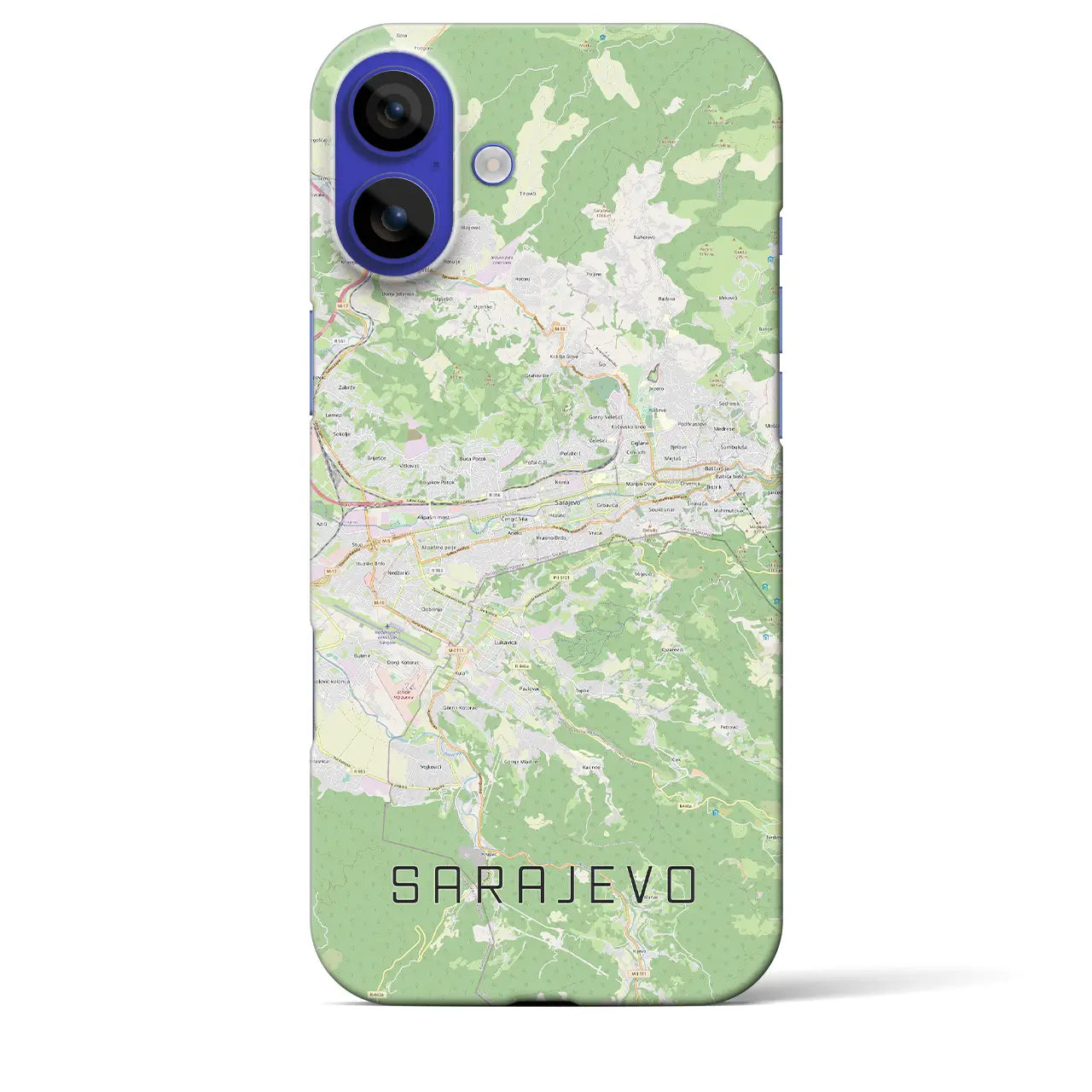 【サラエヴォ(ボスニア・ヘルツェゴビナ)】地図柄iPhoneケース(バックカバータイプ)ナチュラル・iPhone 16 Pro Max 用