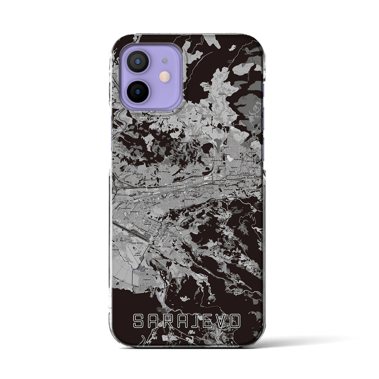 【サラエヴォ(ボスニア・ヘルツェゴビナ)】地図柄iPhoneケース(クリアタイプ)