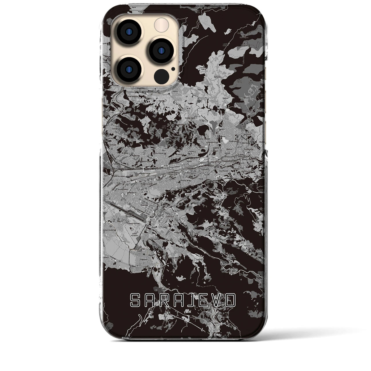 【サラエヴォ(ボスニア・ヘルツェゴビナ)】地図柄iPhoneケース(クリアタイプ)