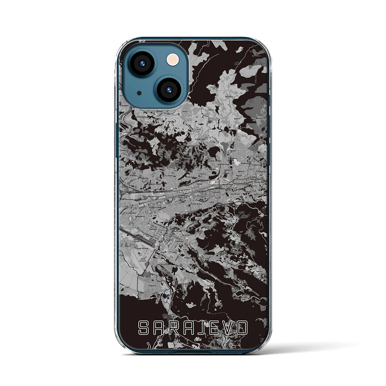 【サラエヴォ(ボスニア・ヘルツェゴビナ)】地図柄iPhoneケース(クリアタイプ)