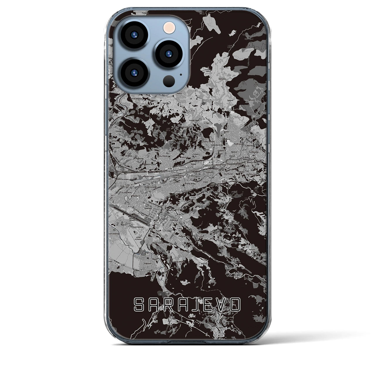 【サラエヴォ(ボスニア・ヘルツェゴビナ)】地図柄iPhoneケース(クリアタイプ)