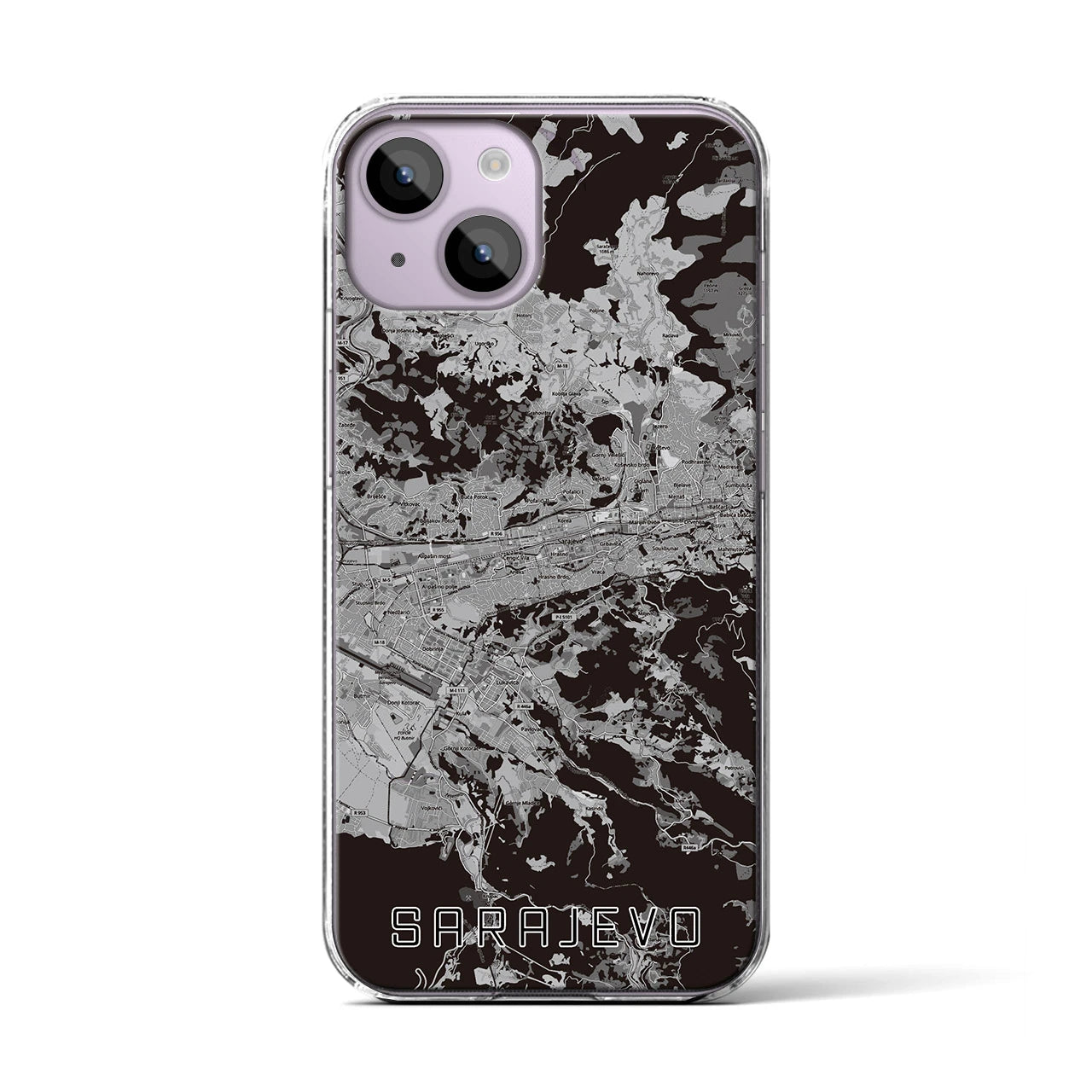 【サラエヴォ(ボスニア・ヘルツェゴビナ)】地図柄iPhoneケース(クリアタイプ)