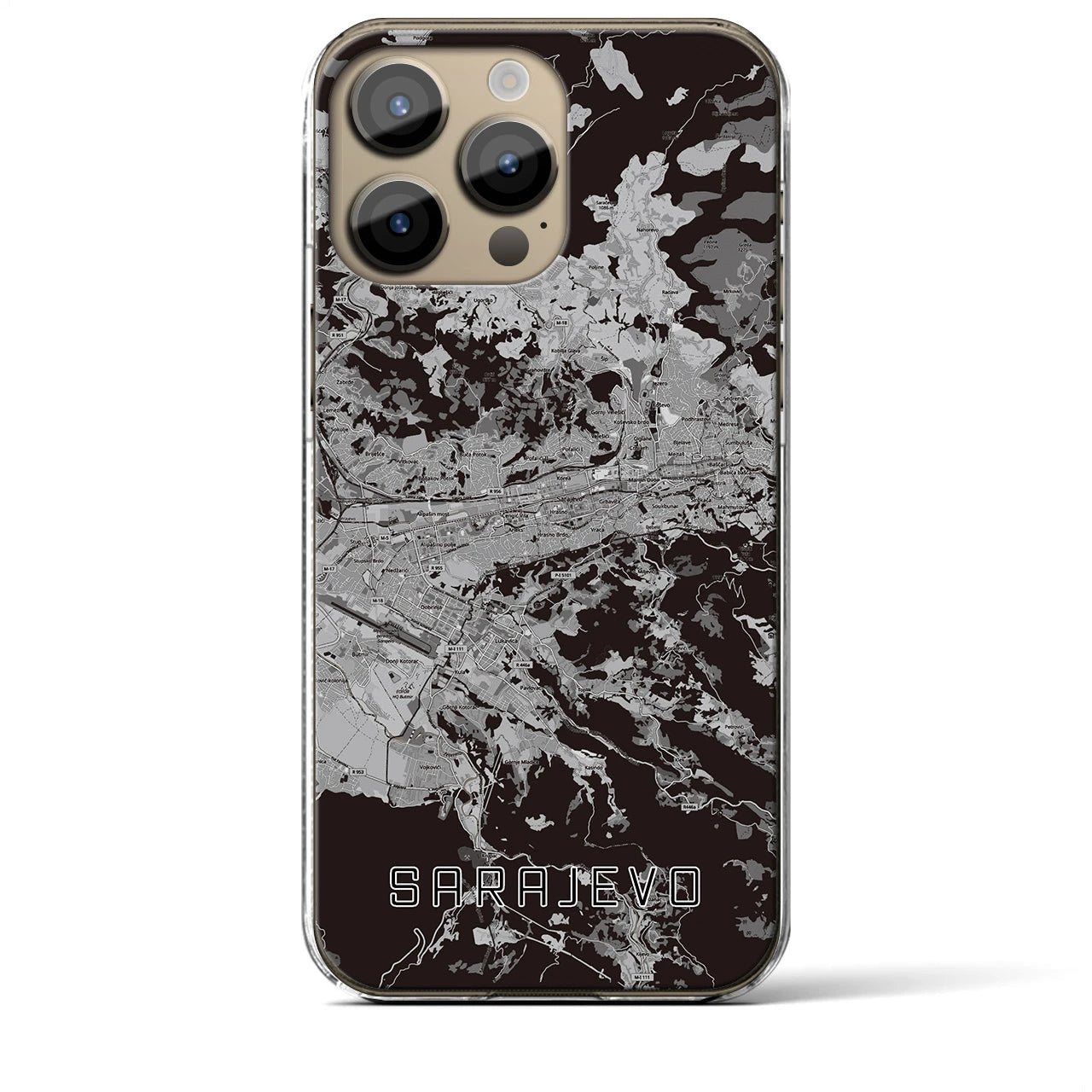 【サラエヴォ(ボスニア・ヘルツェゴビナ)】地図柄iPhoneケース(クリアタイプ)