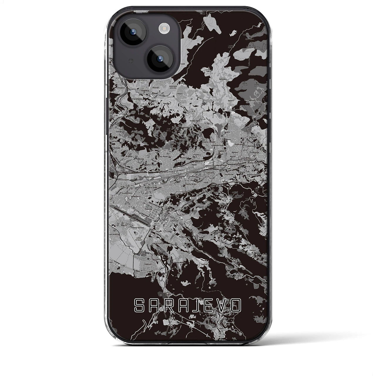 【サラエヴォ(ボスニア・ヘルツェゴビナ)】地図柄iPhoneケース(クリアタイプ)