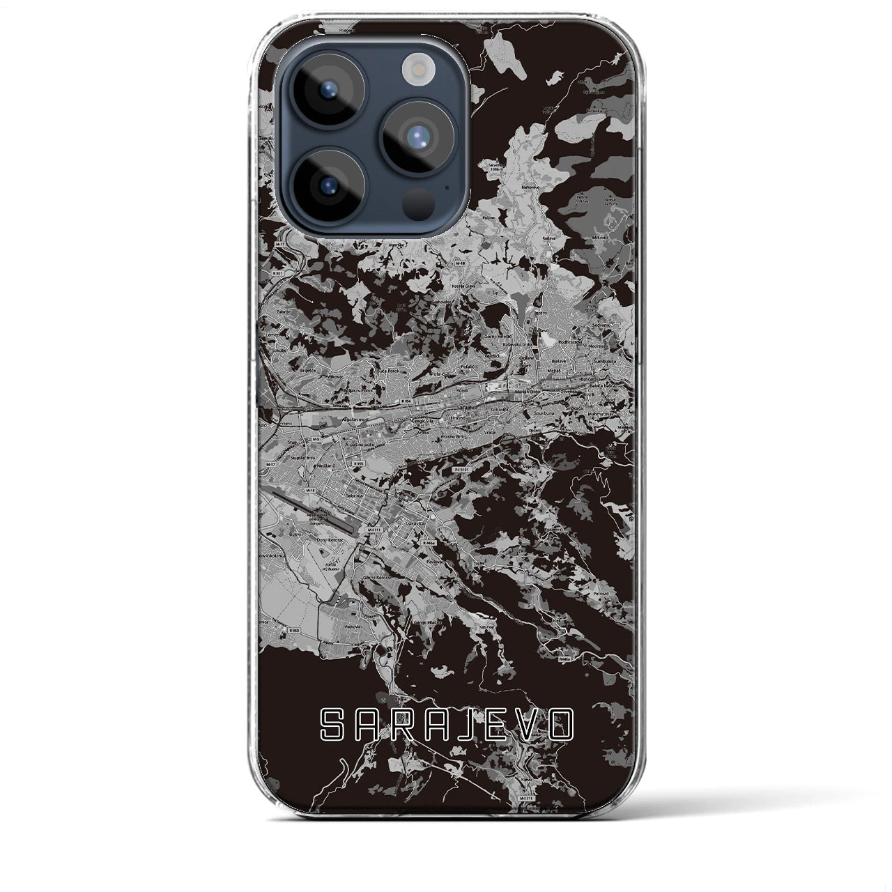 【サラエヴォ(ボスニア・ヘルツェゴビナ)】地図柄iPhoneケース(クリアタイプ)