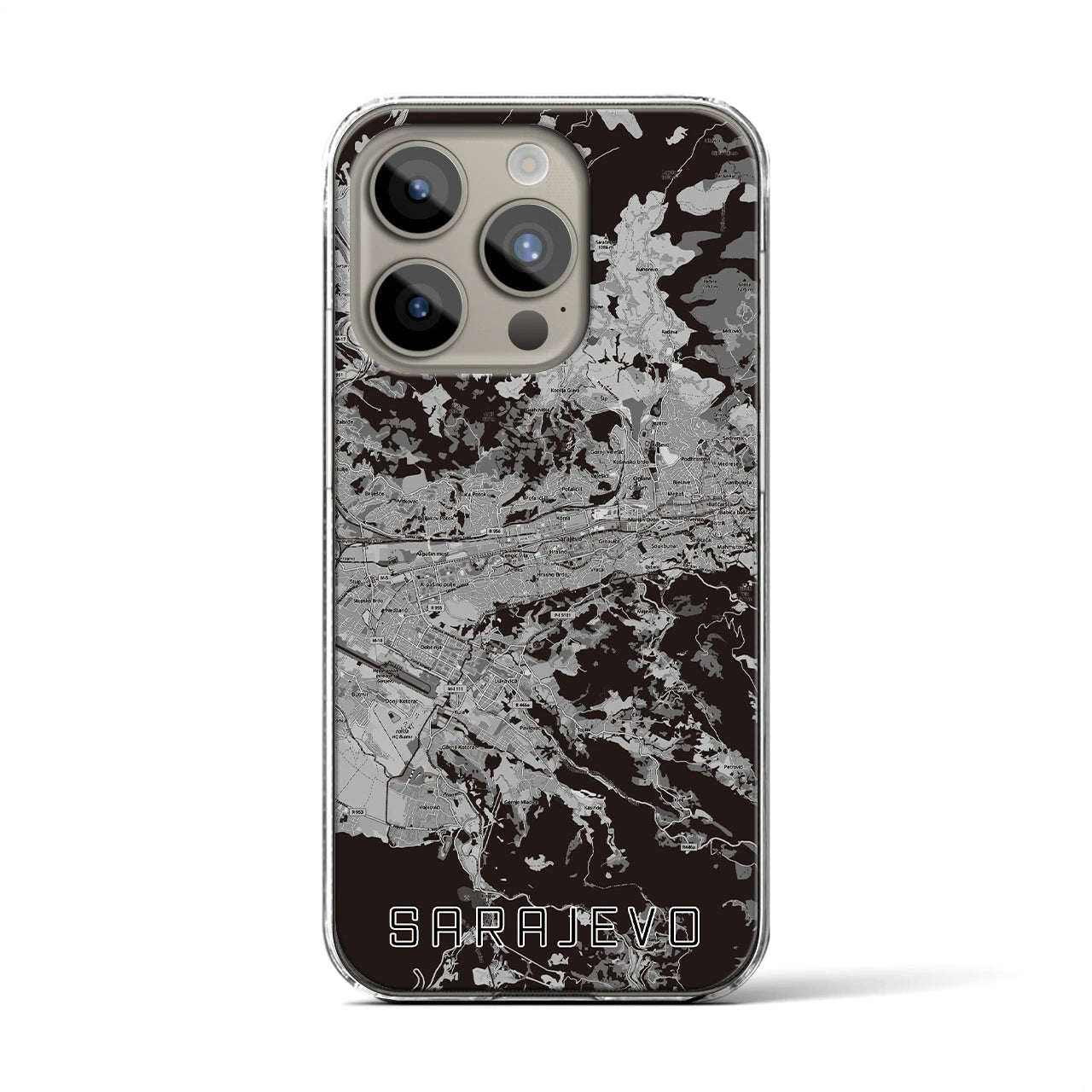 【サラエヴォ(ボスニア・ヘルツェゴビナ)】地図柄iPhoneケース(クリアタイプ)