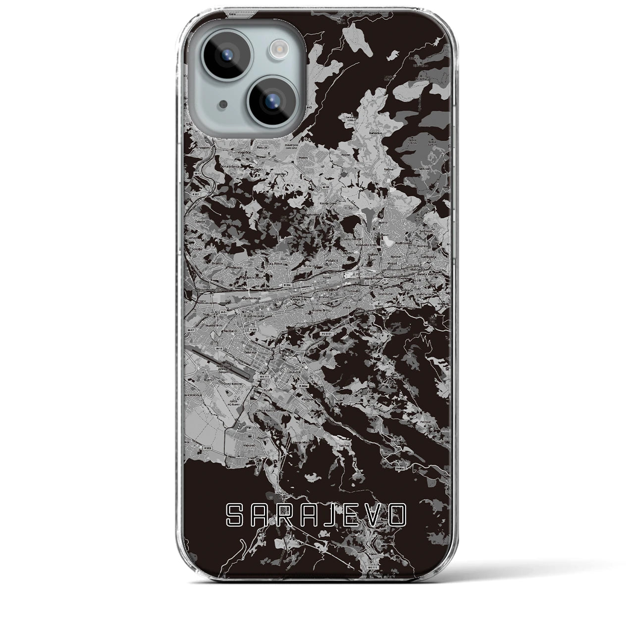 【サラエヴォ(ボスニア・ヘルツェゴビナ)】地図柄iPhoneケース(クリアタイプ)
