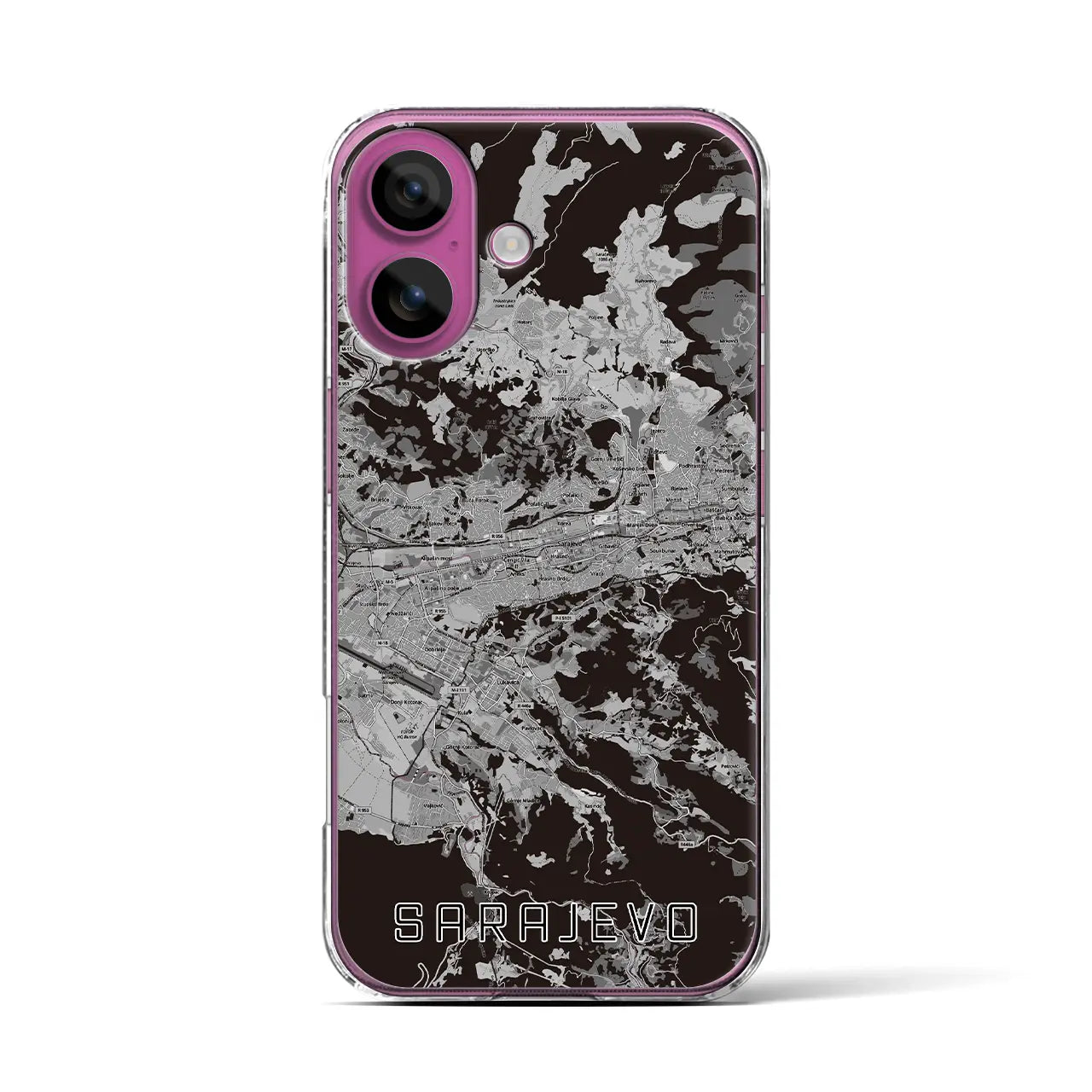 【サラエヴォ(ボスニア・ヘルツェゴビナ)】地図柄iPhoneケース(クリアタイプ)