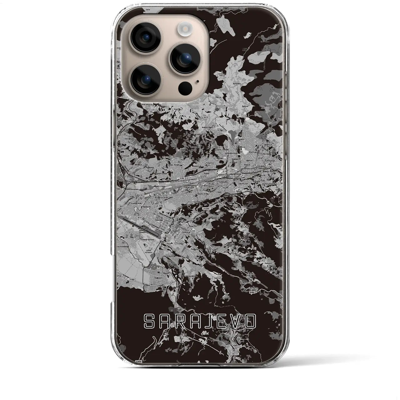 【サラエヴォ(ボスニア・ヘルツェゴビナ)】地図柄iPhoneケース(クリアタイプ)