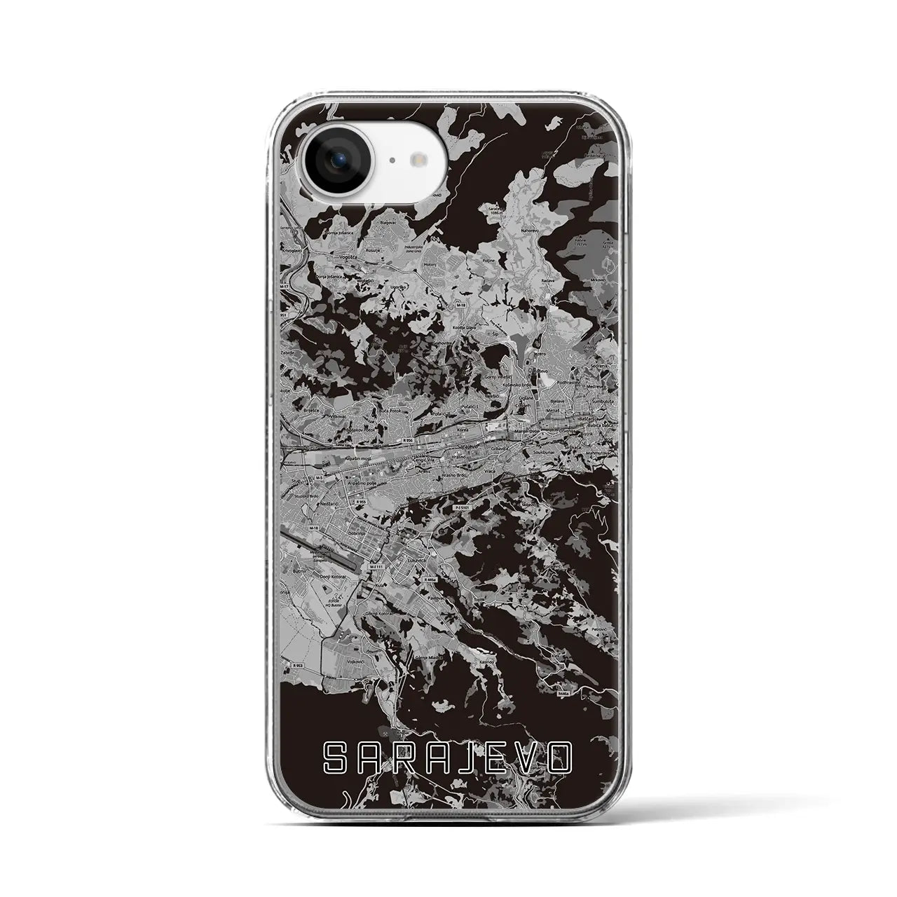 【サラエヴォ(ボスニア・ヘルツェゴビナ)】地図柄iPhoneケース(クリアタイプ)