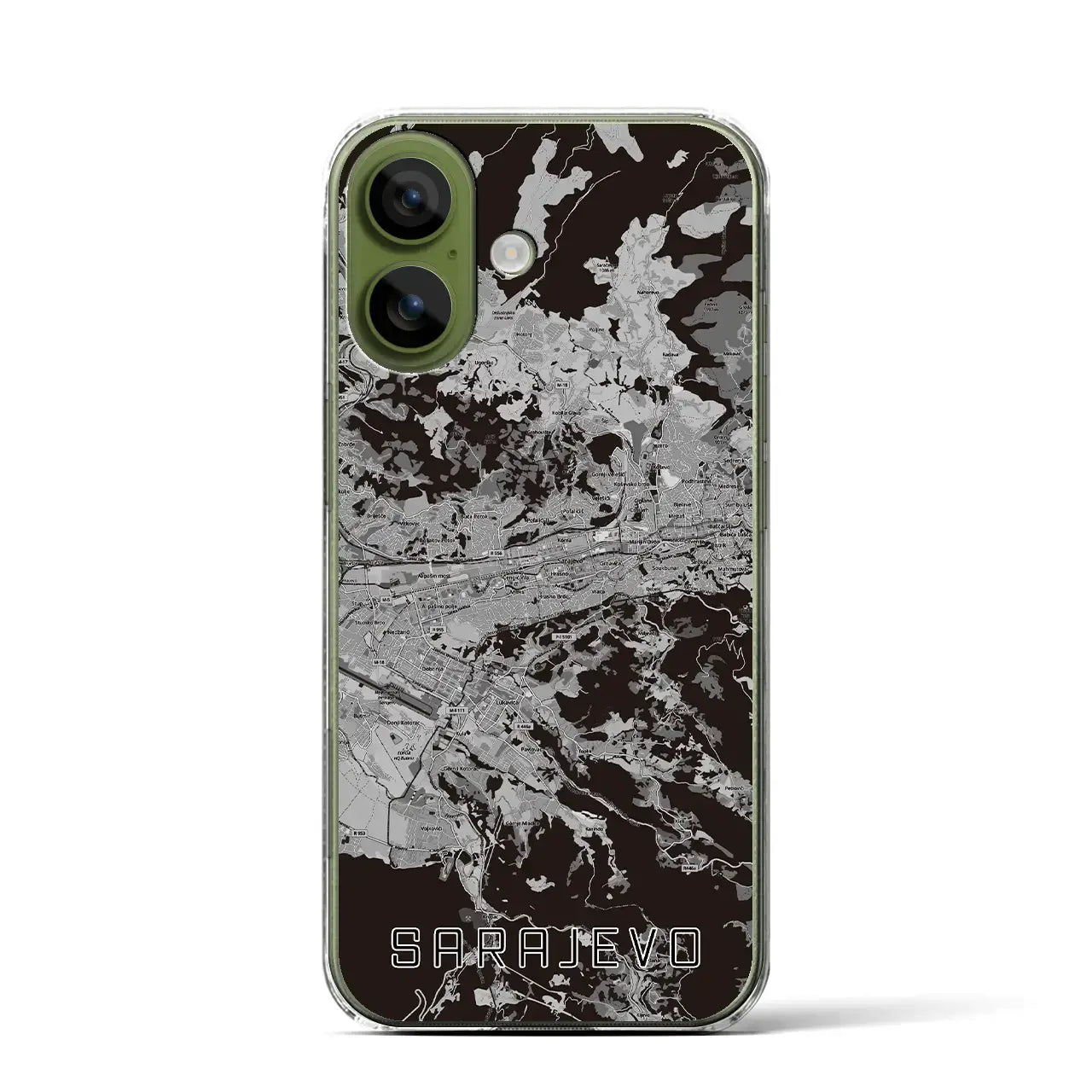 【サラエヴォ(ボスニア・ヘルツェゴビナ)】地図柄iPhoneケース(クリアタイプ)モノトーン・iPhone 17 Pro Max 用
