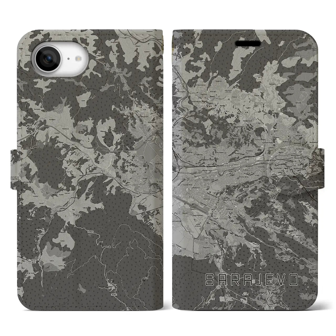 【サラエヴォ(ボスニア・ヘルツェゴビナ)】地図柄iPhoneケース(手帳タイプ)