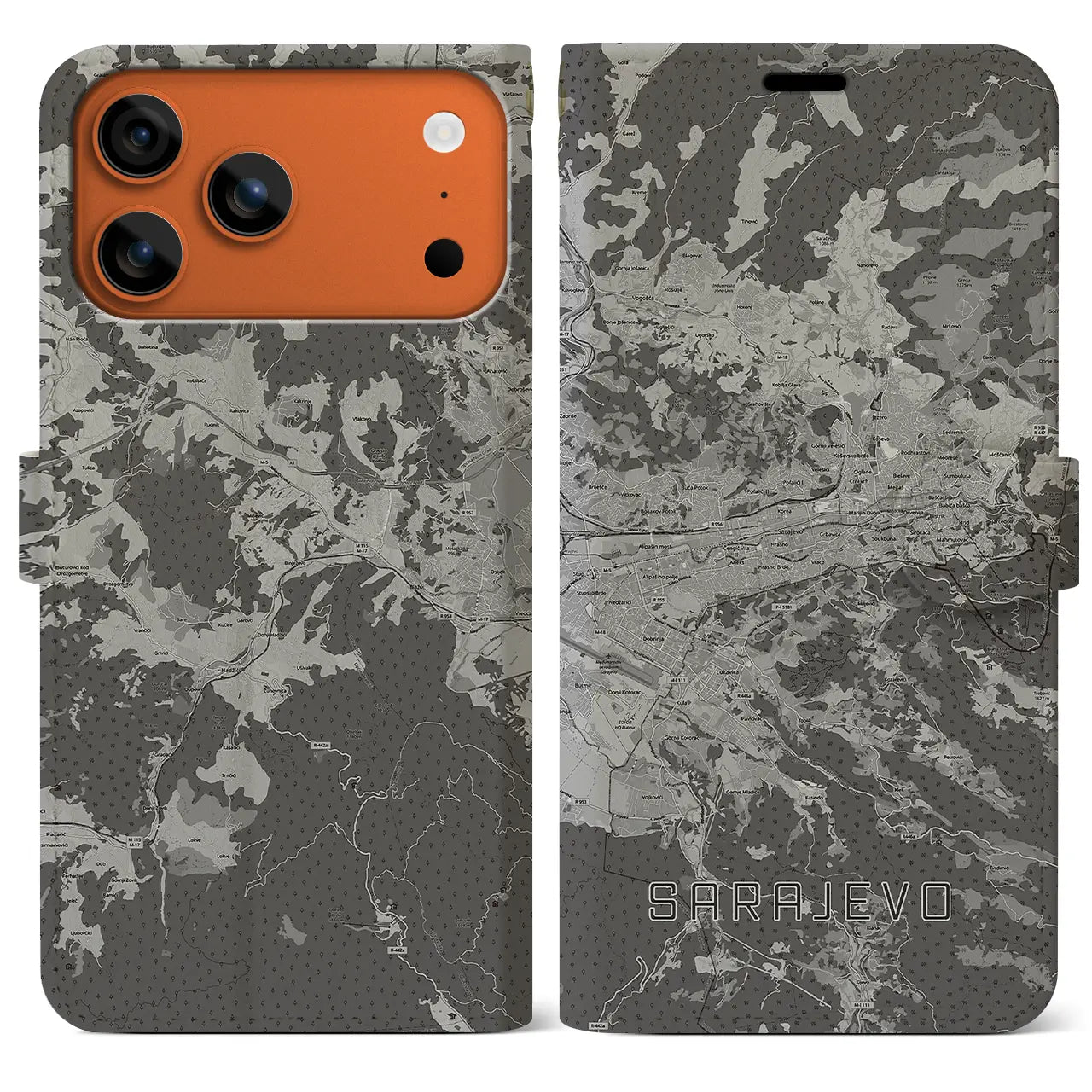 【サラエヴォ(ボスニア・ヘルツェゴビナ)】地図柄iPhoneケース(手帳タイプ)