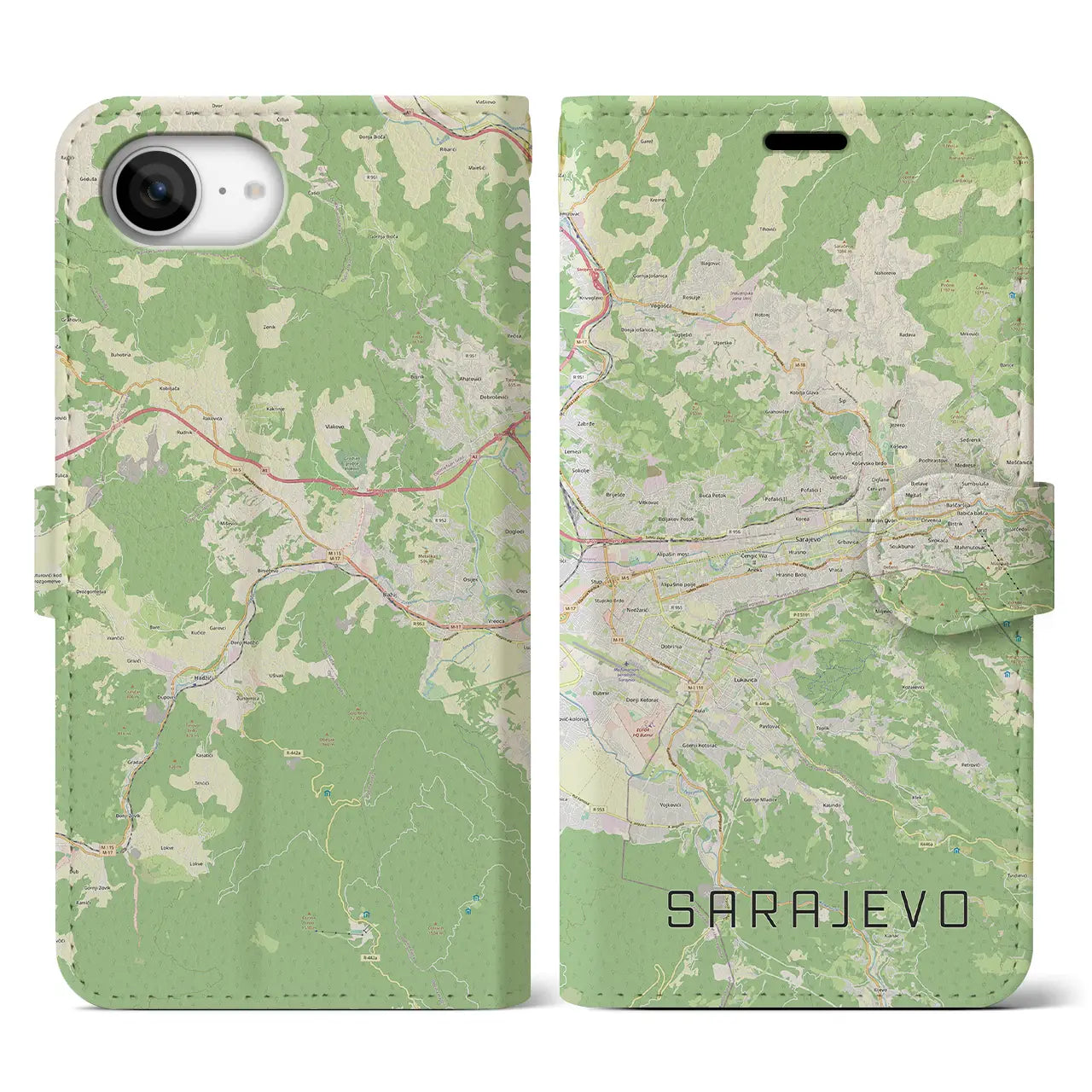 【サラエヴォ(ボスニア・ヘルツェゴビナ)】地図柄iPhoneケース(手帳タイプ)