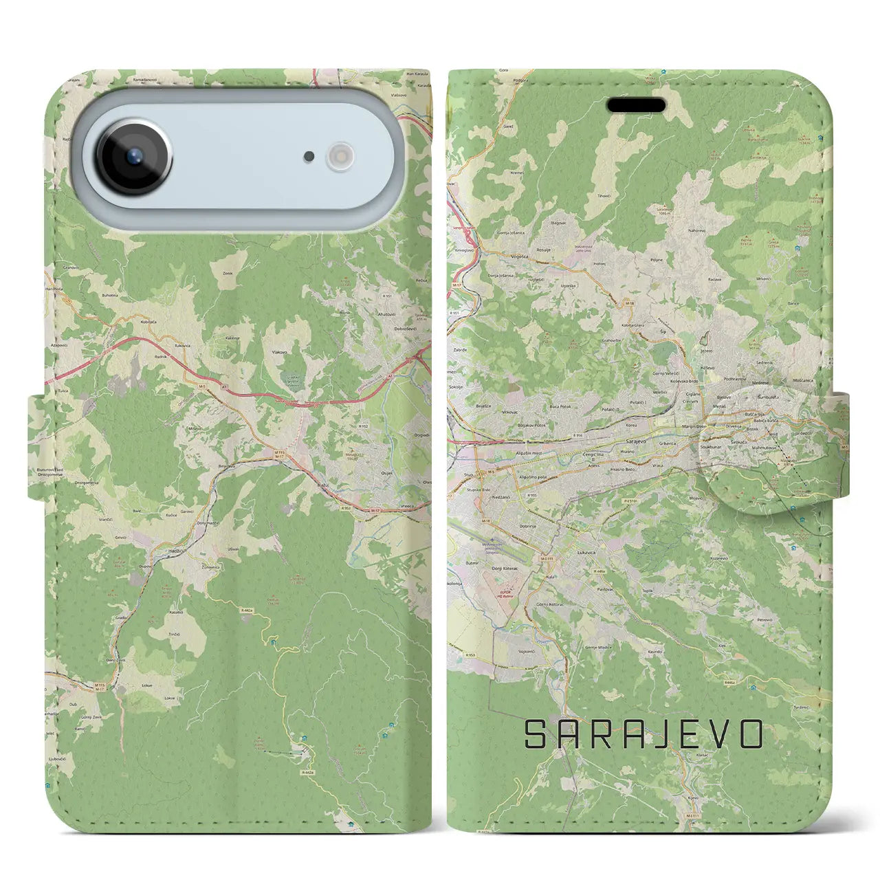 【サラエヴォ(ボスニア・ヘルツェゴビナ)】地図柄iPhoneケース(手帳タイプ)