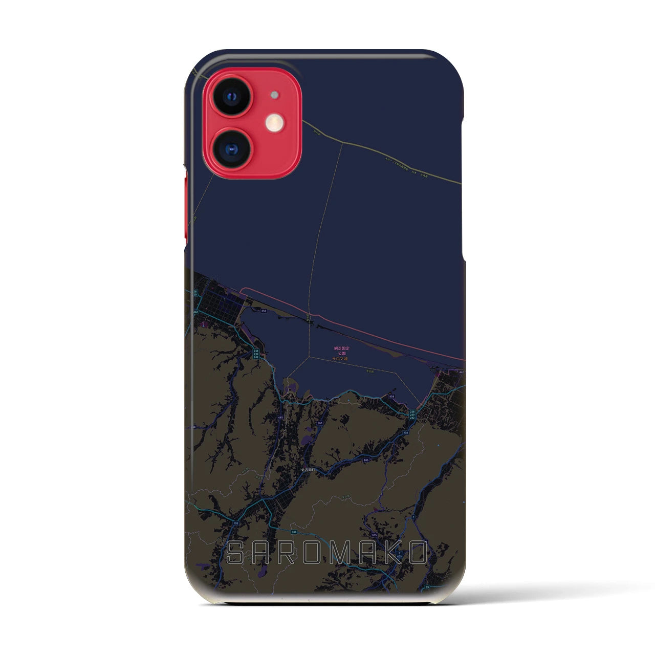 【サロマ湖(北海道)】地図柄iPhoneケース(バックカバータイプ)