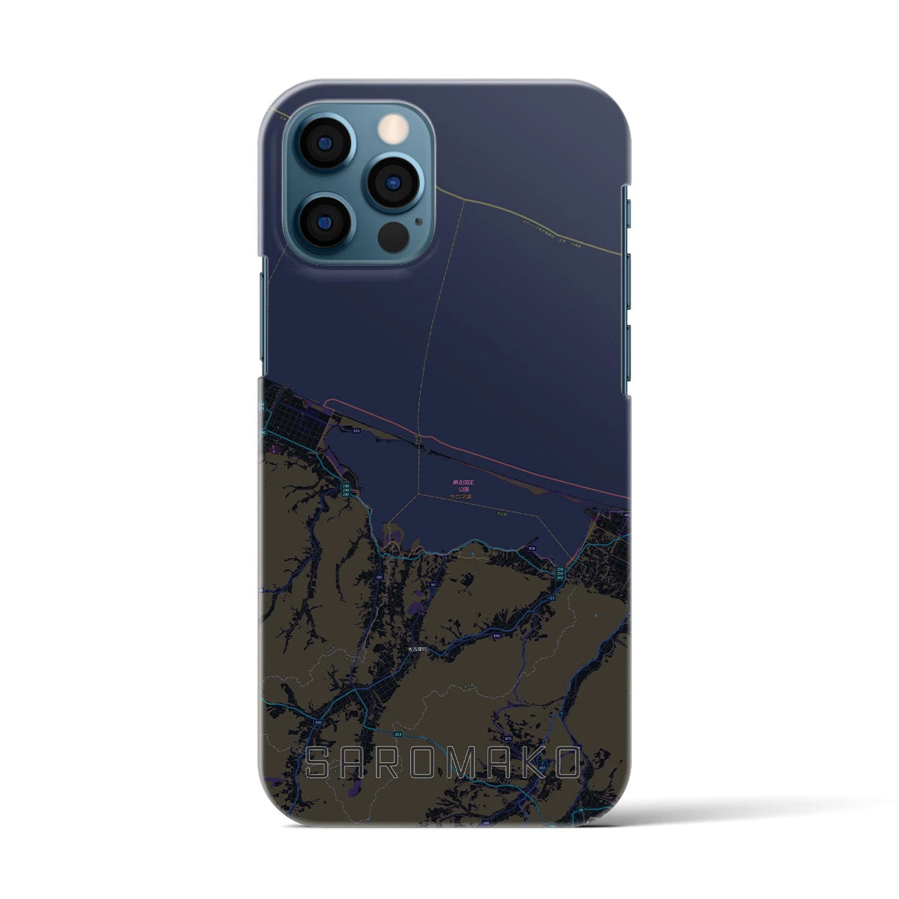 【サロマ湖(北海道)】地図柄iPhoneケース(バックカバータイプ)