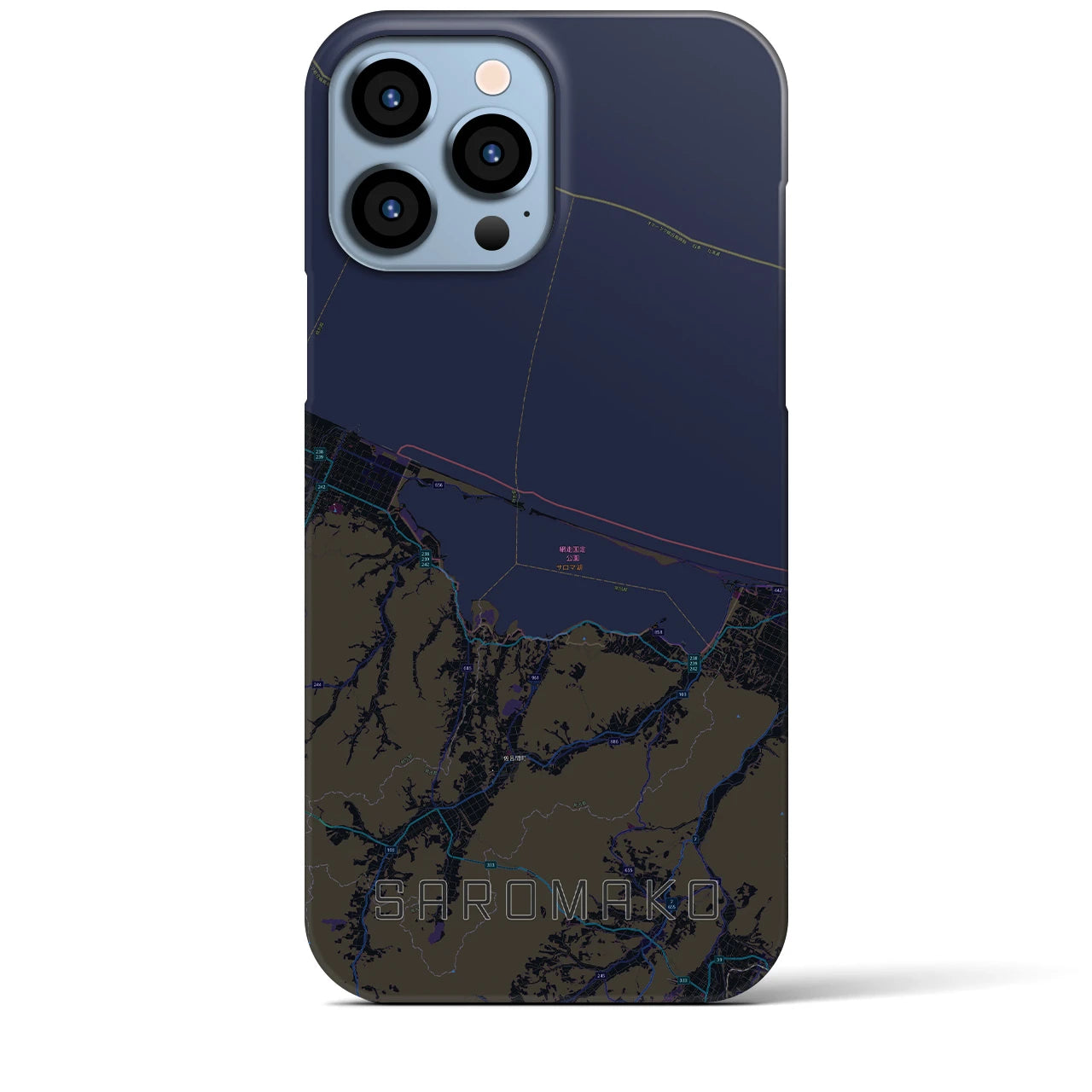 【サロマ湖(北海道)】地図柄iPhoneケース(バックカバータイプ)