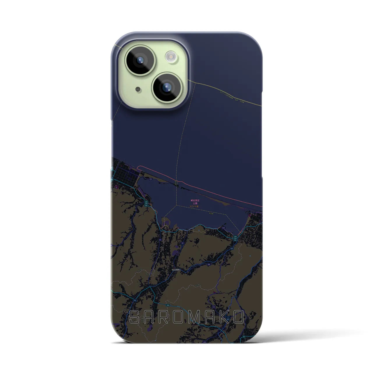 【サロマ湖(北海道)】地図柄iPhoneケース(バックカバータイプ)