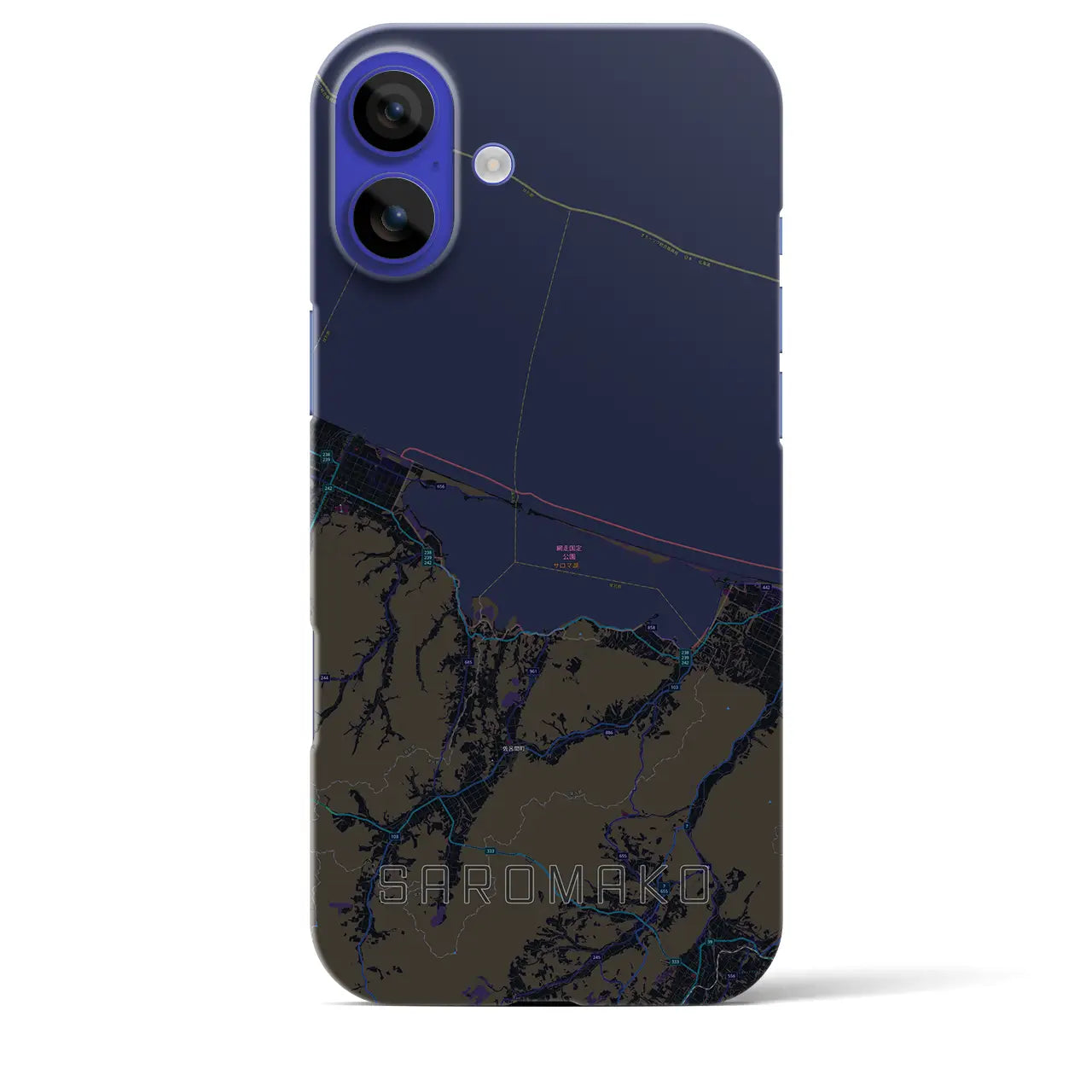 【サロマ湖(北海道)】地図柄iPhoneケース(バックカバータイプ)