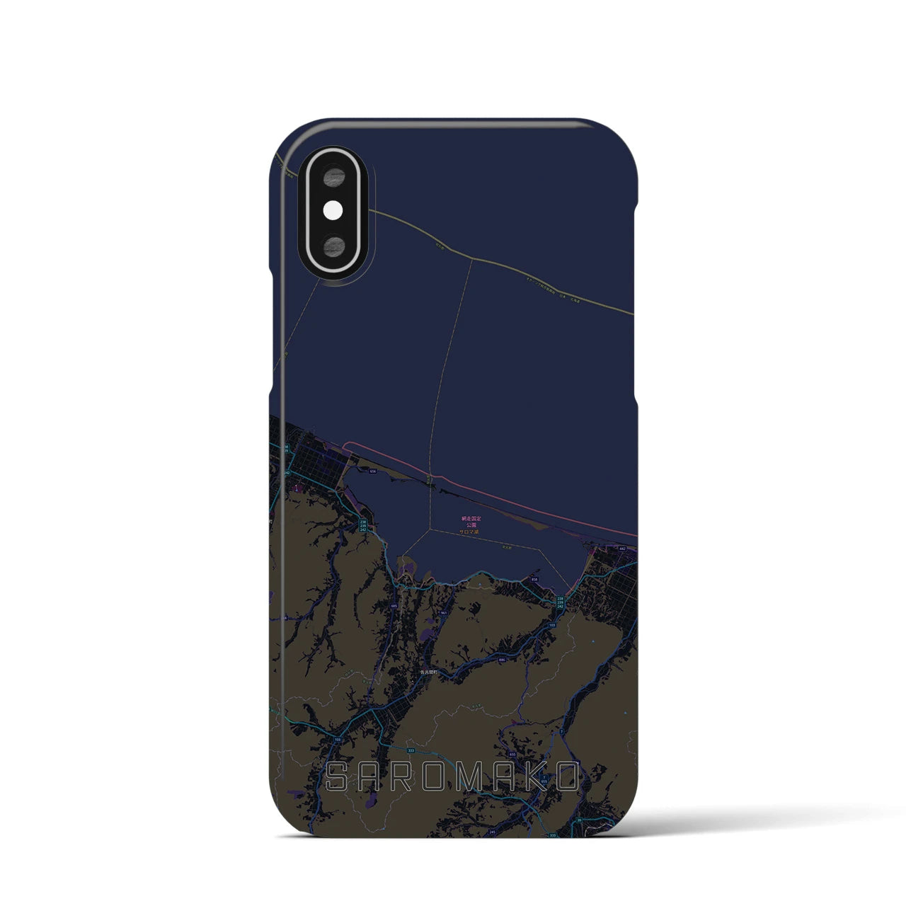 【サロマ湖(北海道)】地図柄iPhoneケース(バックカバータイプ)