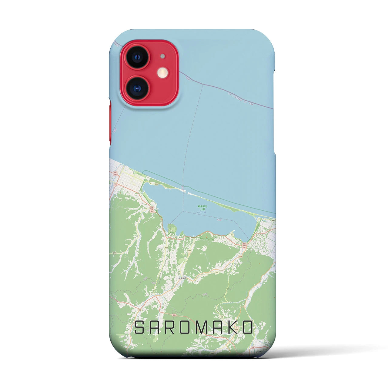 【サロマ湖(北海道)】地図柄iPhoneケース(バックカバータイプ)