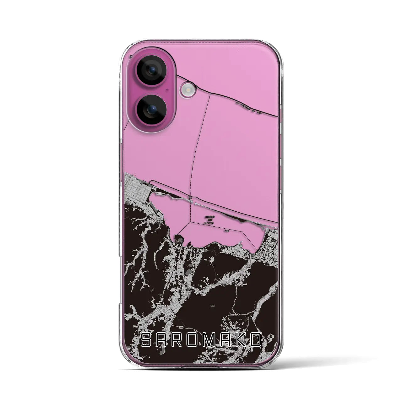 【サロマ湖(北海道)】地図柄iPhoneケース(クリアタイプ)