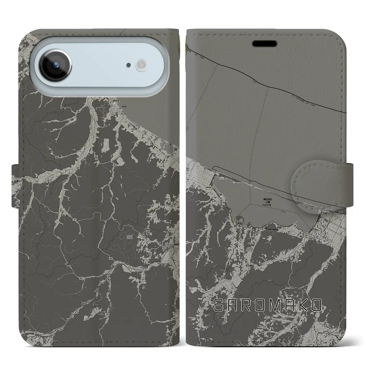 【サロマ湖(北海道)】地図柄iPhoneケース(手帳タイプ)