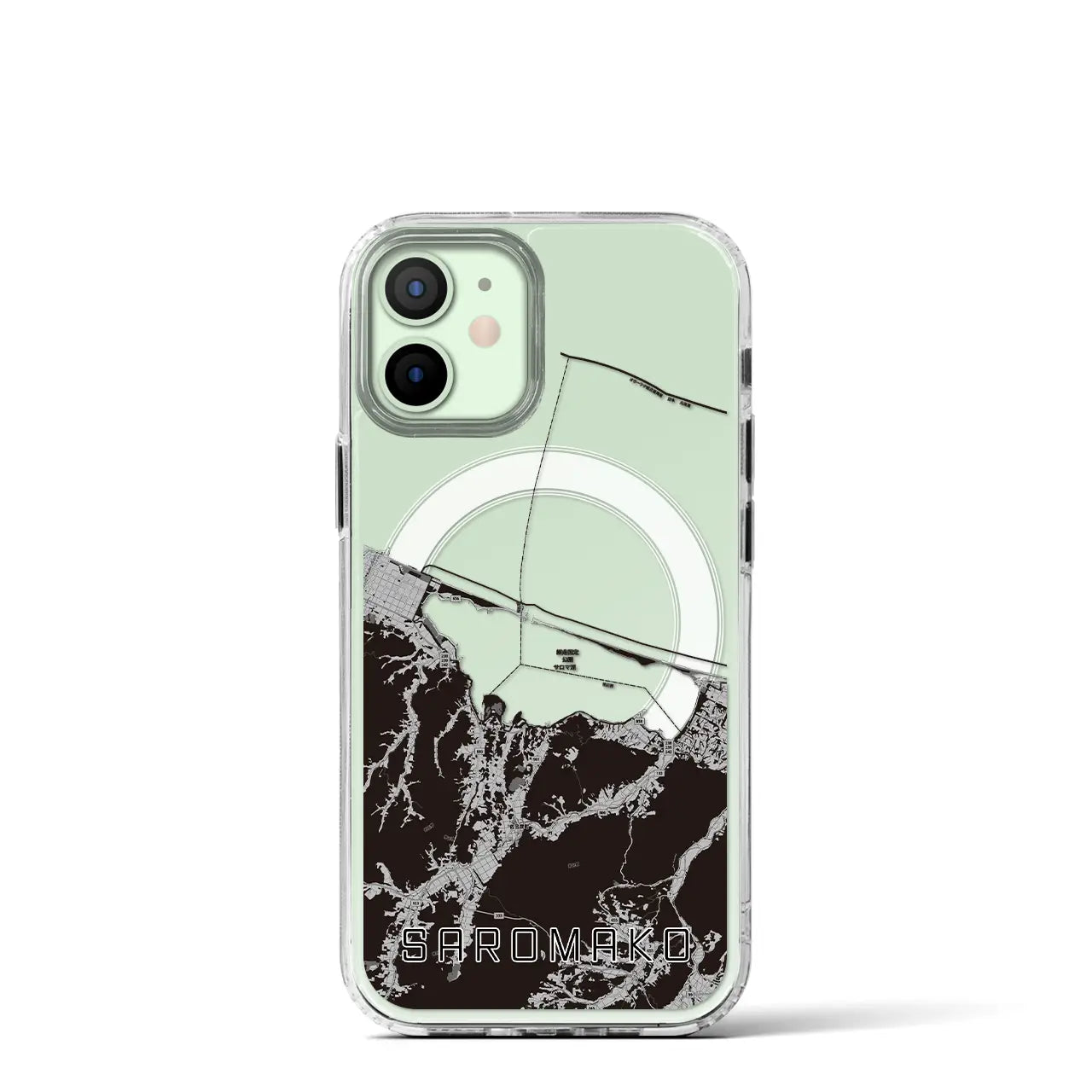 【サロマ湖(北海道)】地図柄iPhoneケース(MagSafeタイプ)