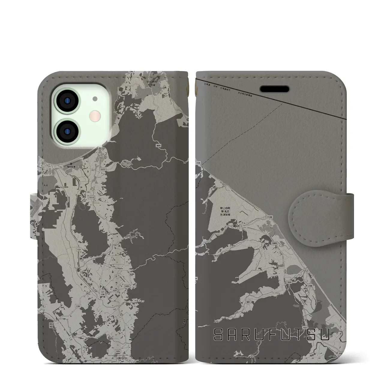 【猿払(北海道)】地図柄iPhoneケース(手帳タイプ)