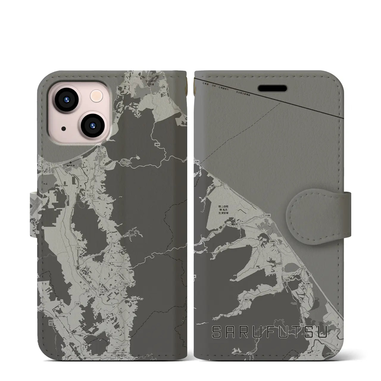 【猿払(北海道)】地図柄iPhoneケース(手帳タイプ)