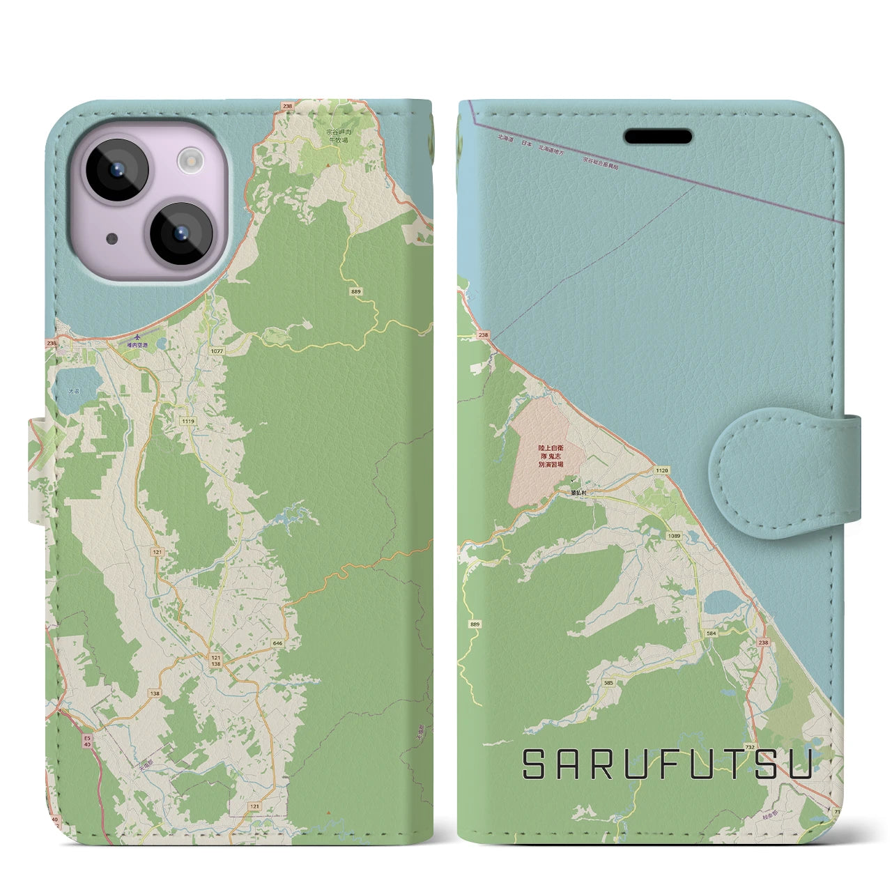 【猿払(北海道)】地図柄iPhoneケース(手帳タイプ)