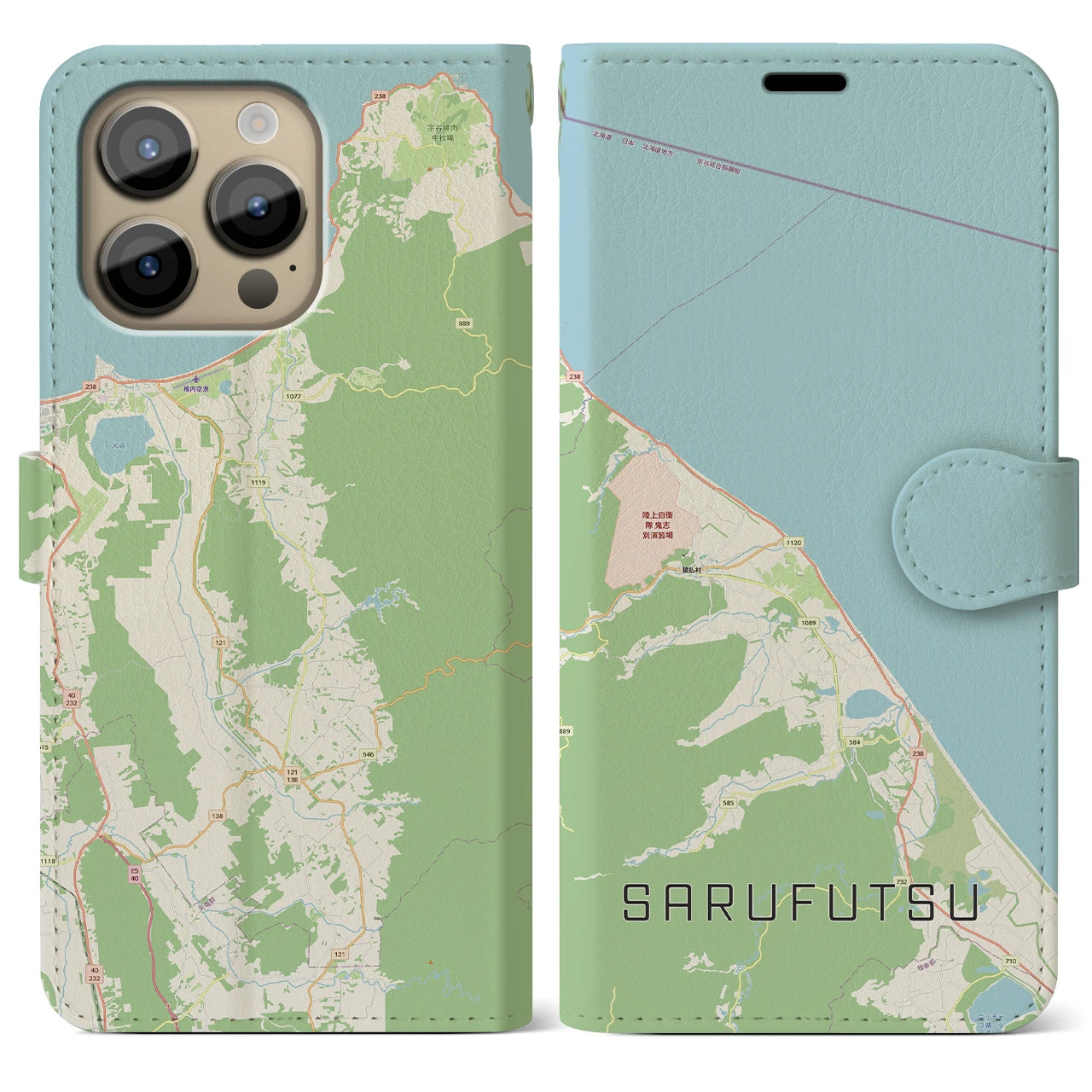 【猿払(北海道)】地図柄iPhoneケース(手帳タイプ)