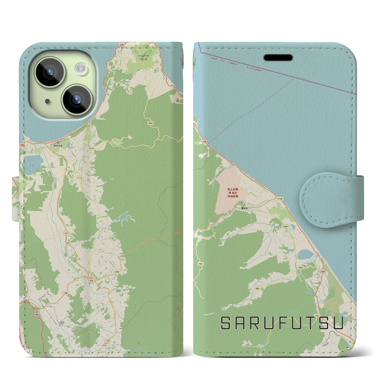 【猿払(北海道)】地図柄iPhoneケース(手帳タイプ)