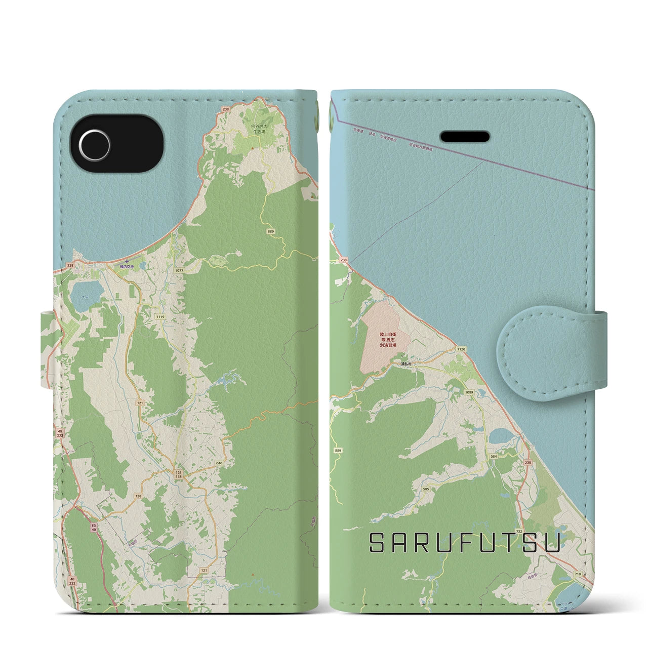 【猿払(北海道)】地図柄iPhoneケース(手帳タイプ)