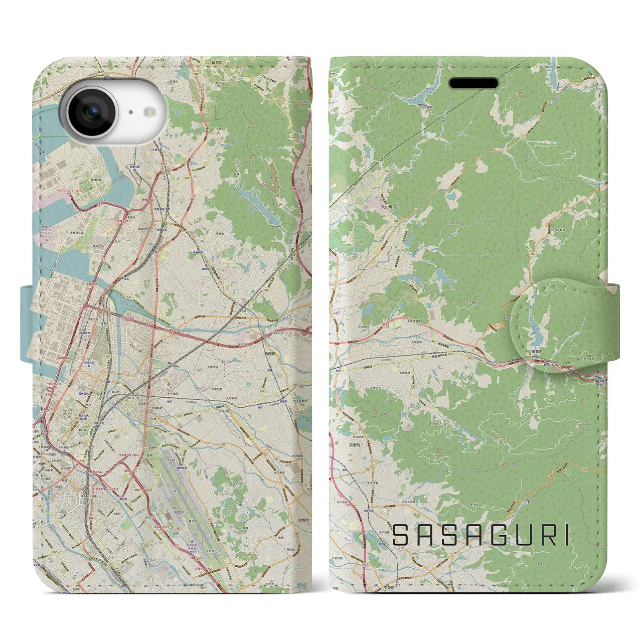 【篠栗(福岡県)】地図柄iPhoneケース(手帳タイプ)