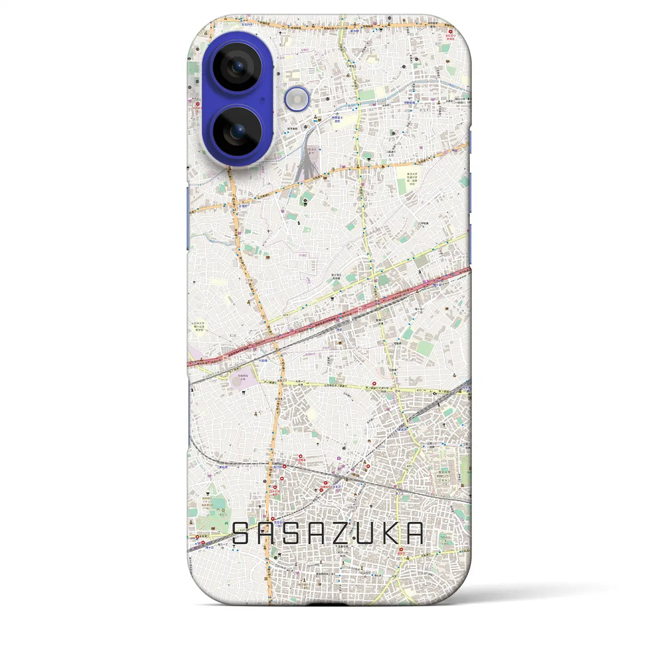 【笹塚(東京都)】地図柄iPhoneケース(バックカバータイプ)ナチュラル・iPhone 16 Pro Max 用
