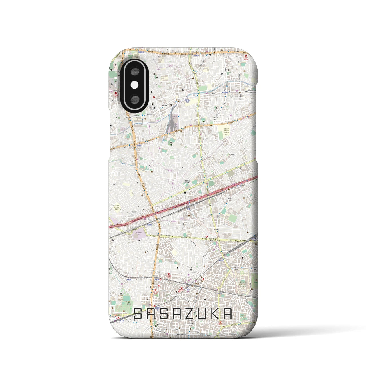 【笹塚(東京都)】地図柄iPhoneケース(バックカバータイプ)
