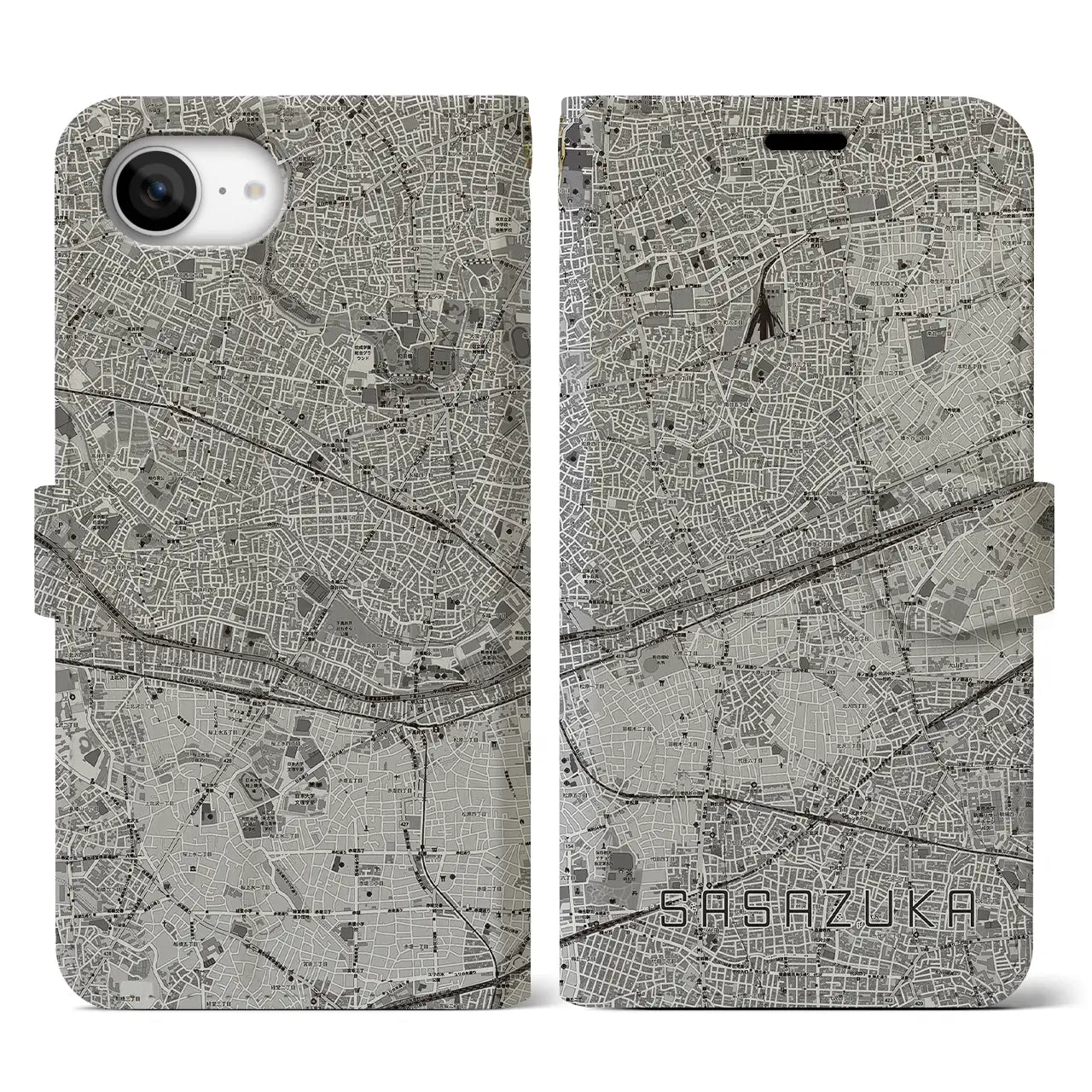 【笹塚(東京都)】地図柄iPhoneケース(手帳タイプ)