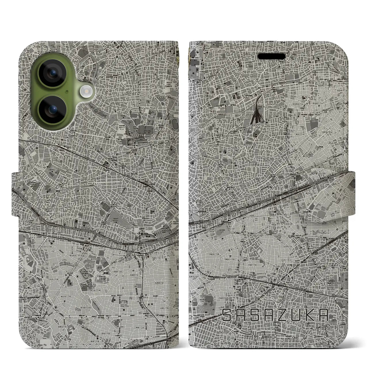 【笹塚(東京都)】地図柄iPhoneケース(手帳タイプ)