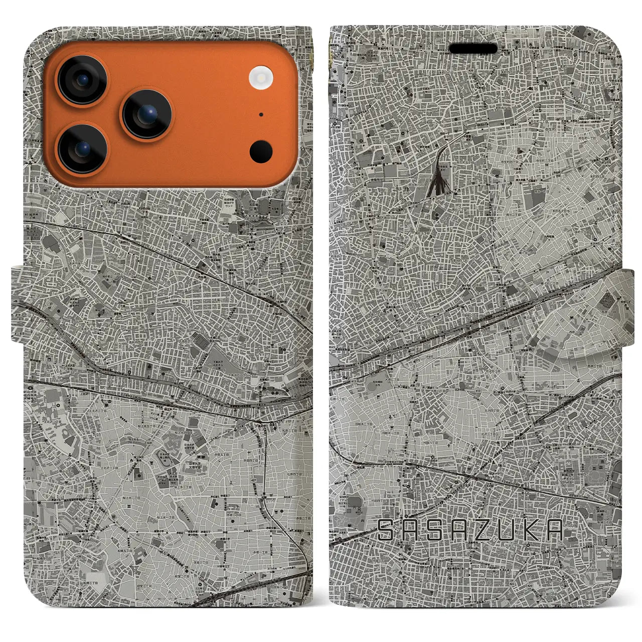 【笹塚(東京都)】地図柄iPhoneケース(手帳タイプ)