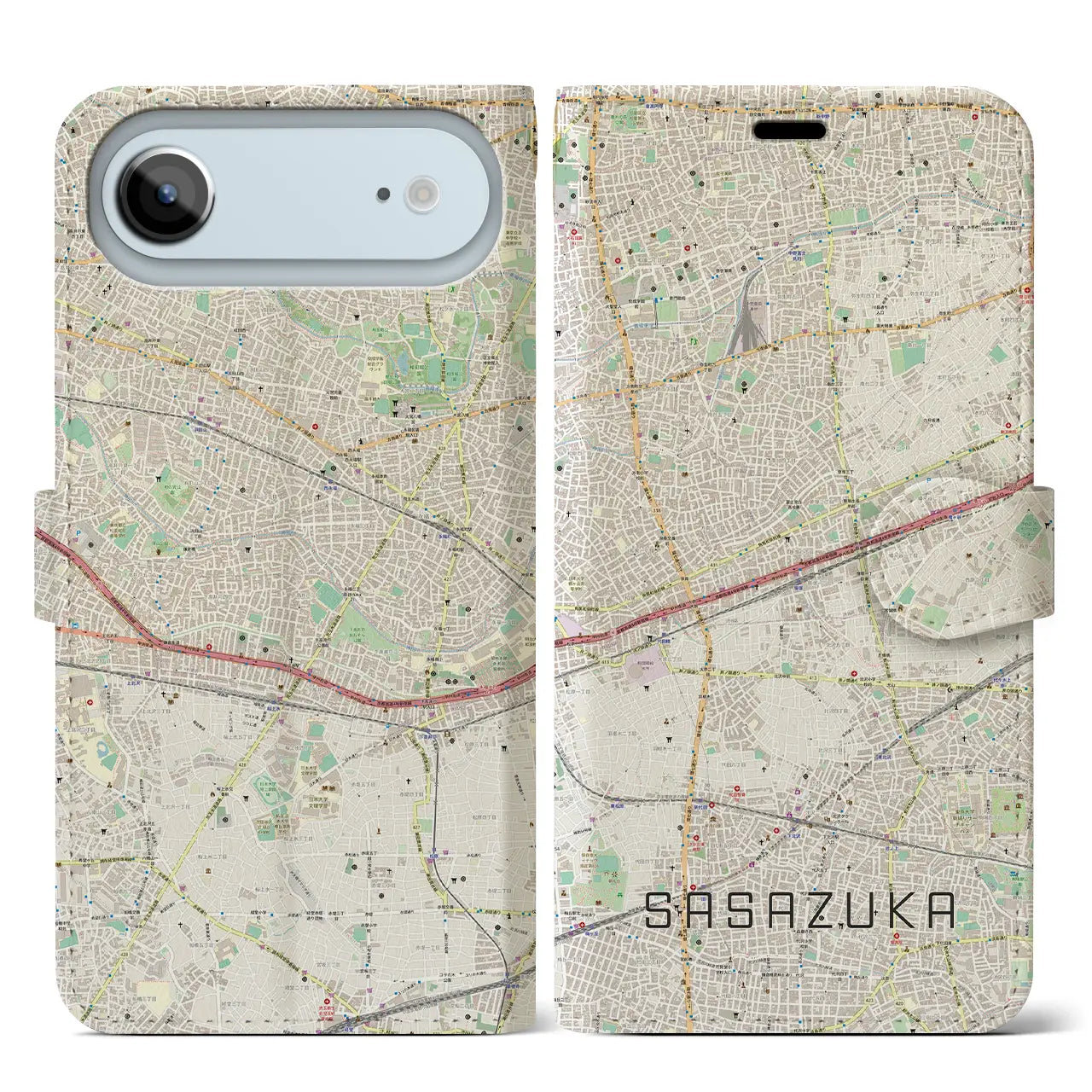 【笹塚(東京都)】地図柄iPhoneケース(手帳タイプ)